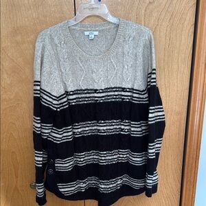 Striped Black and Beige/Gray Sweater